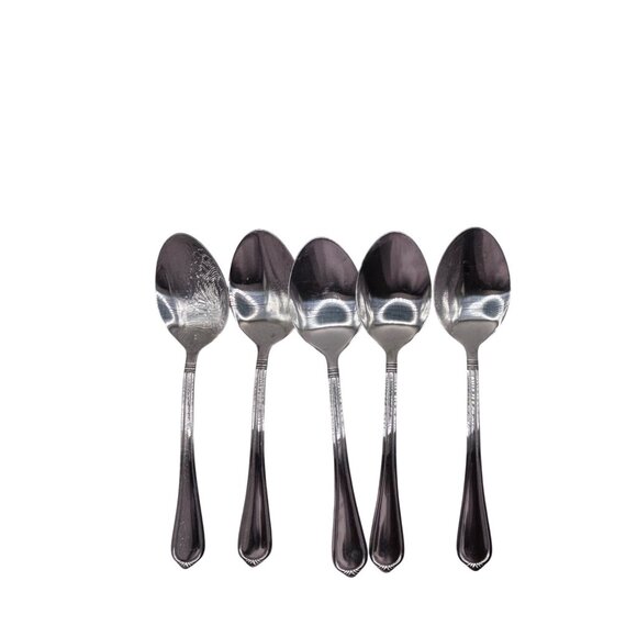 Towle Glossy Silver Vienna Stainless Oval Soup Spoons Set Of 5 flatware - Picture 4 of 4